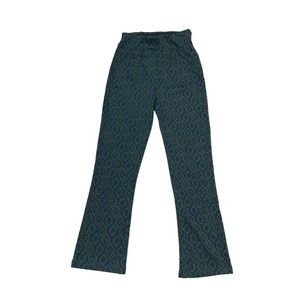 Free People Flare Pants Size 0 US Teal 70’s Inspired Retro  Pattern High Waisted